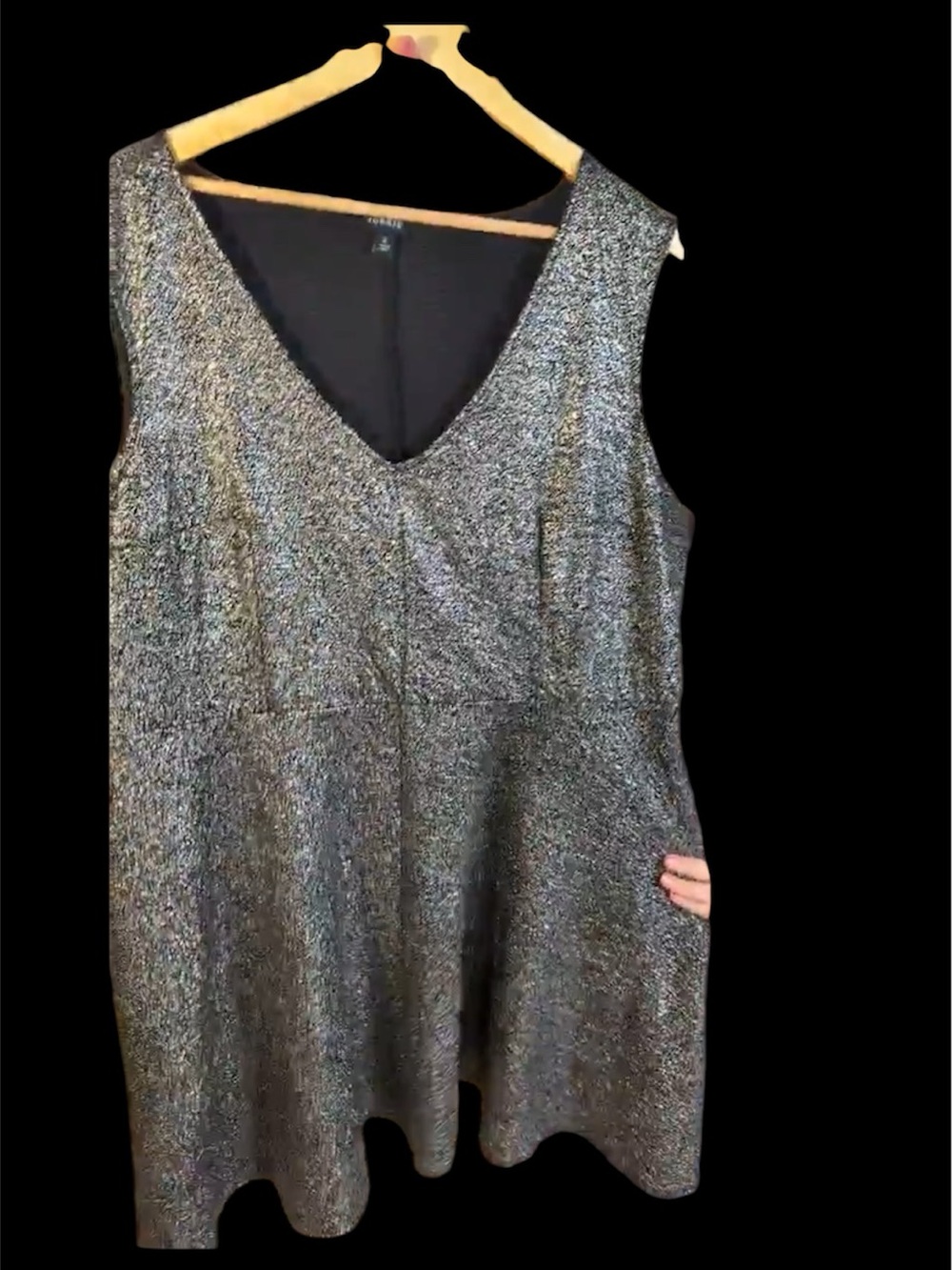 torrid Silver Sparkle V-Neck Midi Dress